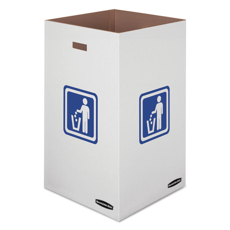 Waste and Recycling Bins, 50 gal, Corrugated Paper, White, 10/Carton