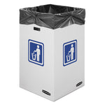 Waste and Recycling Bins, 42 gal, Corrugated Paper, White, 10/Carton