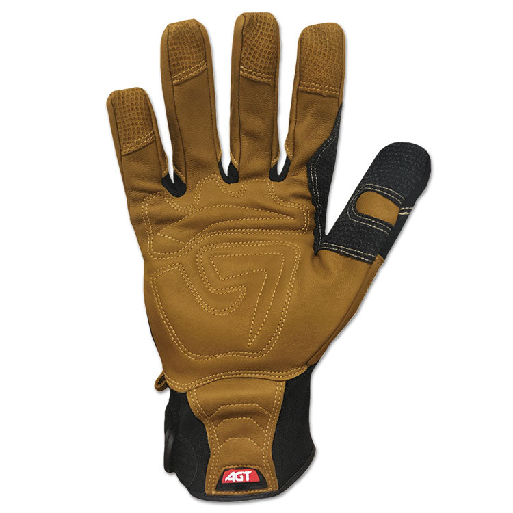 Ranchworx Leather Gloves, EN388: 2123, 9.5" Long, Large, Black/Tan, Pair