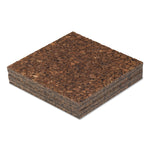 Cork Tile Panels, Authentic Natural Cork Surface, 12" x 0.38" x 12", Dark Brown, 4/Pack