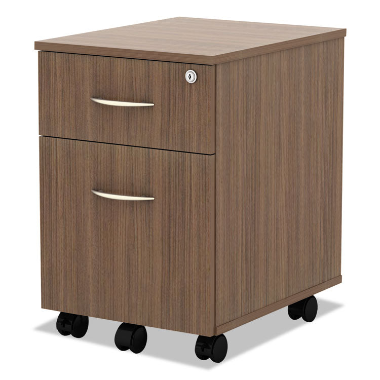 Alera Valencia Series Mobile Pedestal, Left/right, 2-Drawers: Box/file, Legal/letter, Modern Walnut, 15.88" X 19.13" X 22.88"