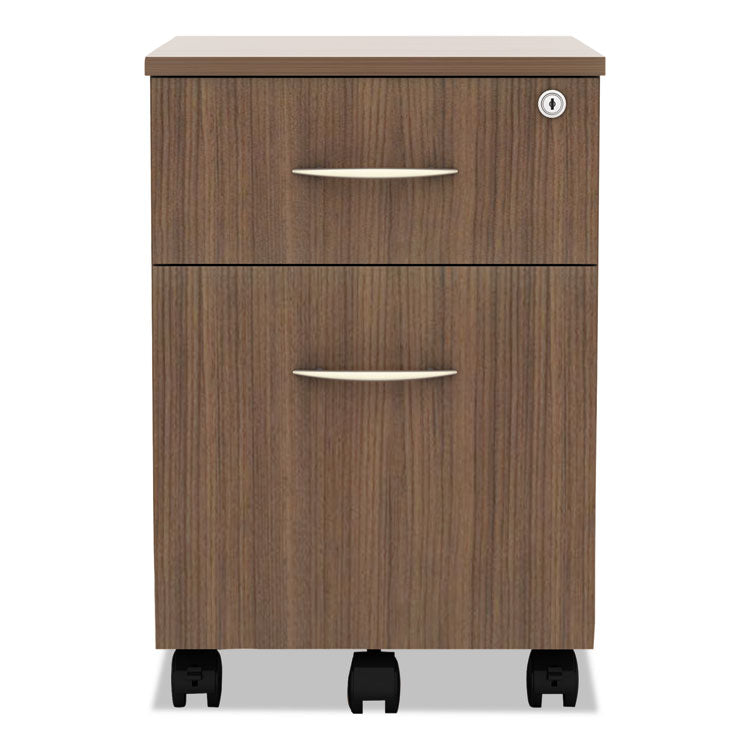 Alera Valencia Series Mobile Pedestal, Left/right, 2-Drawers: Box/file, Legal/letter, Modern Walnut, 15.88" X 19.13" X 22.88"