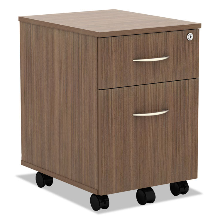 Alera Valencia Series Mobile Pedestal, Left/right, 2-Drawers: Box/file, Legal/letter, Modern Walnut, 15.88" X 19.13" X 22.88"