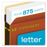 Heavy-Duty File Pockets, 3.5" Expansion, Letter Size, Redrope, 25/box
