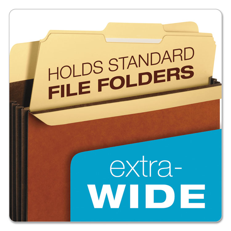 Extra-Wide Heavy-Duty File Pockets, 3.5" Expansion, Letter Size, Redrope, 10/Box