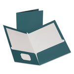Two-Pocket Laminated Folder, 100-Sheet Capacity, 11 X 8.5, Metallic Teal, 25/box