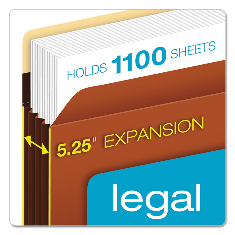 Heavy-Duty File Pockets, 5.25" Expansion, Legal Size, Redrope, 10/box
