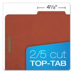 Six-Section Pressboard Classification Folders, 2" Expansion, 2 Dividers, 6 Fasteners, Legal Size, Red Exterior, 10/Box