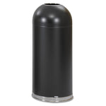 Dome Top Receptacle with Open Top, 15 gal, Steel, Black