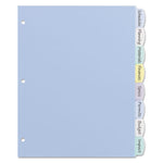 Write and Erase Big Tab Durable Plastic Dividers, 3-Hole Punched, 8-Tab, 11 x 8.5, Assorted, 1 Set