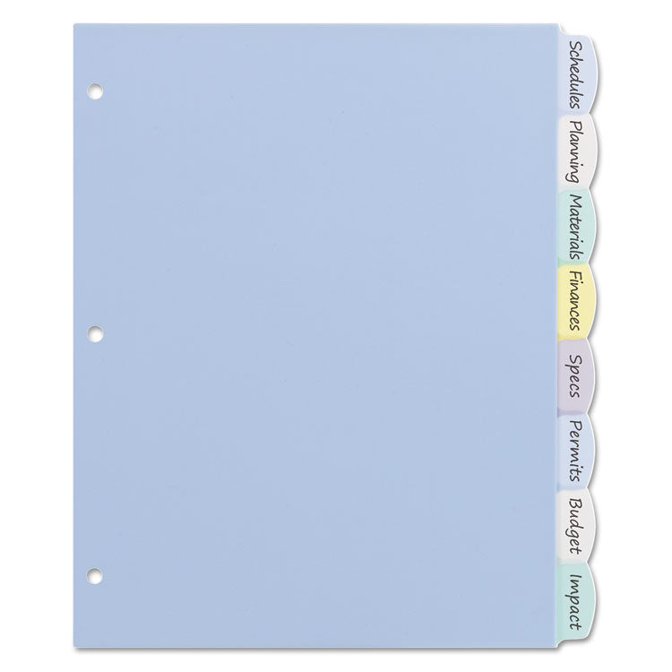 Write and Erase Big Tab Durable Plastic Dividers, 3-Hole Punched, 8-Tab, 11 x 8.5, Assorted, 1 Set