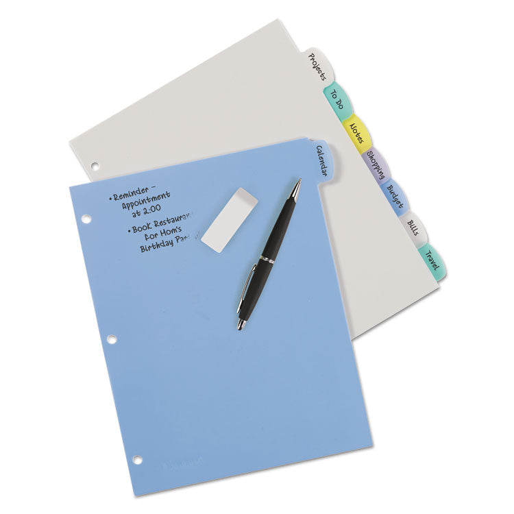 Write and Erase Big Tab Durable Plastic Dividers, 3-Hole Punched, 8-Tab, 11 x 8.5, Assorted, 1 Set