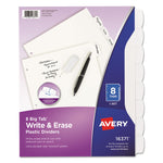 Write and Erase Big Tab Durable Plastic Dividers, 3-Hole Punched, 8-Tab, 11 x 8.5, White, 1 Set