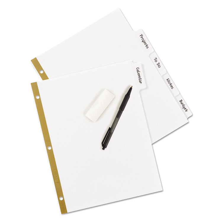 Write and Erase Big Tab Paper Dividers, 5-Tab, 11 x 8.5, White, White Tabs, 1 Set