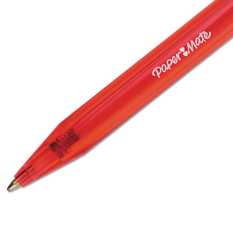 InkJoy 100 RT Ballpoint Pen, Retractable, Medium 1 mm, Red Ink, Translucent Red Barrel, Dozen