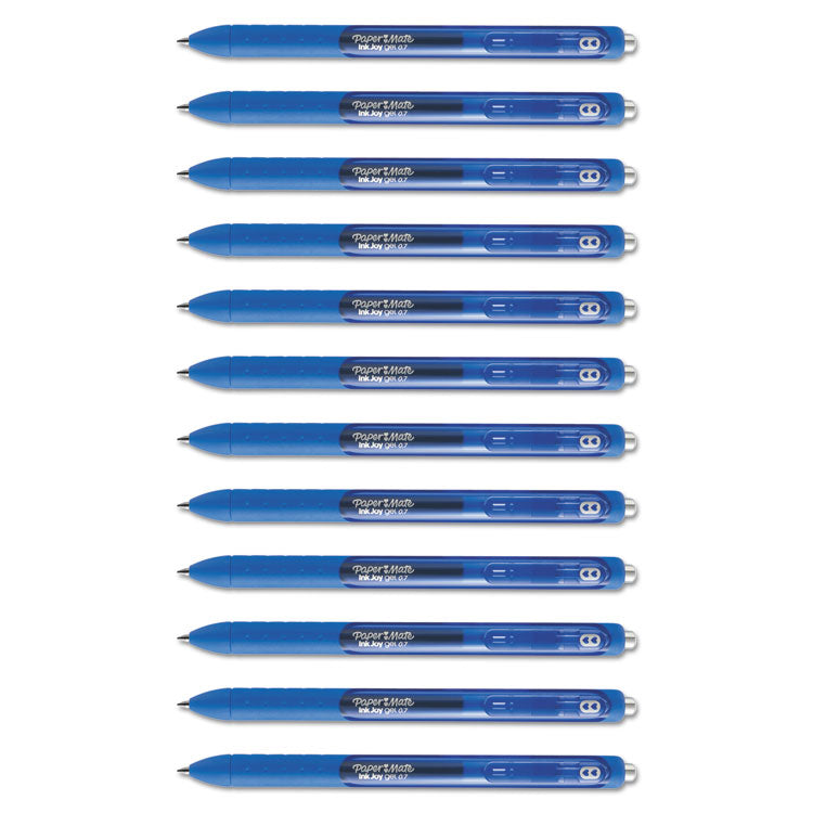 Inkjoy Gel Pen, Retractable, Medium 0.7 Mm, Blue Ink, Blue Barrel, Dozen