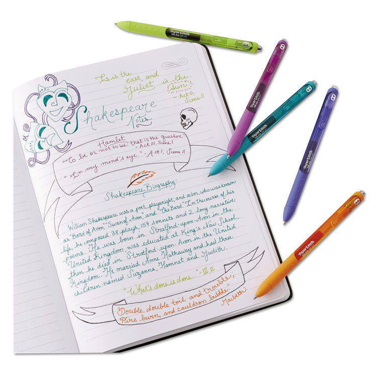 Inkjoy Gel Pen, Retractable, Medium 0.7 Mm, Black Ink, Black Barrel, Dozen