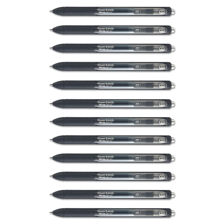 InkJoy Gel Pen, Retractable, Fine 0.5 mm, Black Ink, Black Barrel, Dozen