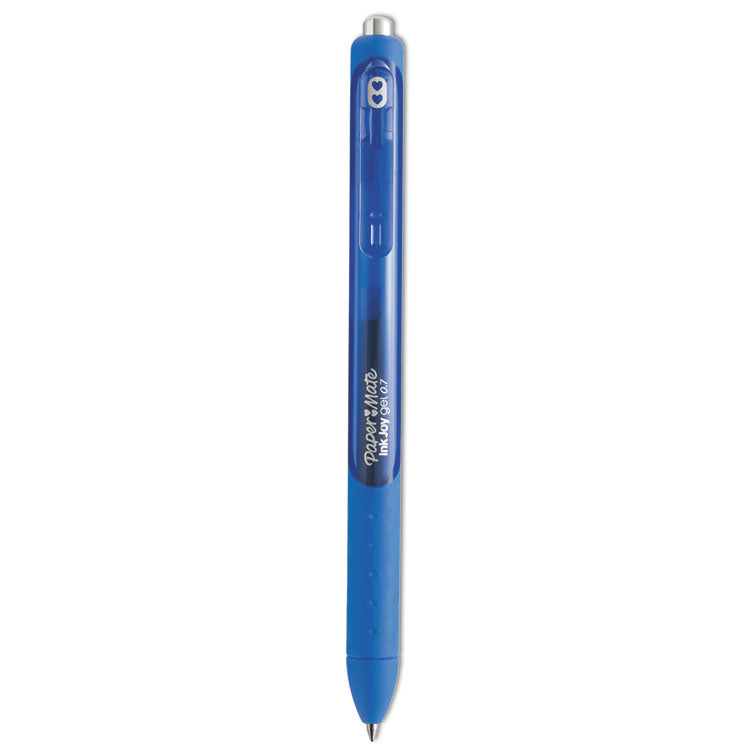 Inkjoy Gel Pen, Retractable, Medium 0.7 Mm, Blue Ink, Blue Barrel, Dozen