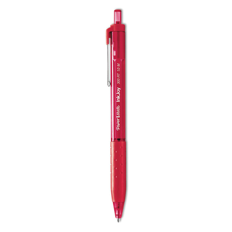 InkJoy 300 RT Ballpoint Pen, Retractable, Medium 1 mm, Red Ink, Red Barrel, Dozen