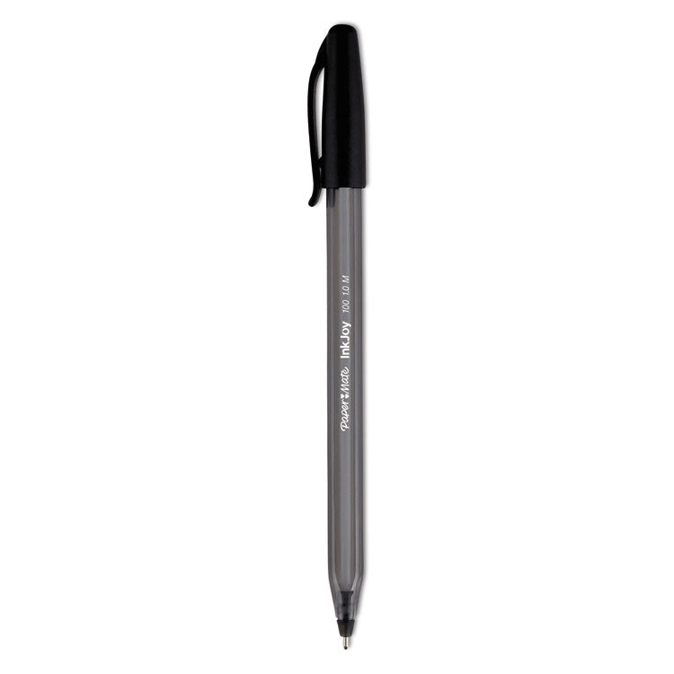 InkJoy 100 Ballpoint Pen, Stick, Medium 1 mm, Black Ink, Smoke/Black Barrel, Dozen