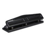 12-Sheet Deluxe Two- And Three-Hole Adjustable Punch, 9/32" Holes, Black