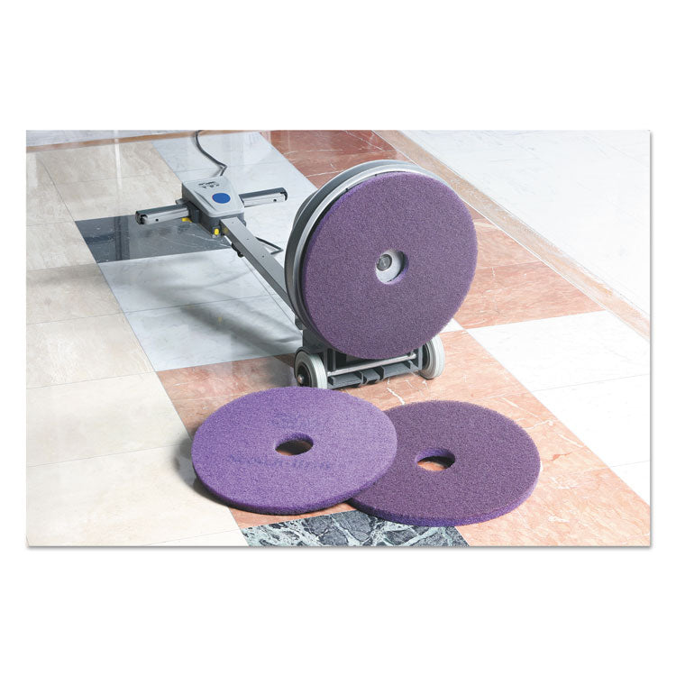 Diamond Floor Pads, 17" Diameter, Purple, 5/carton