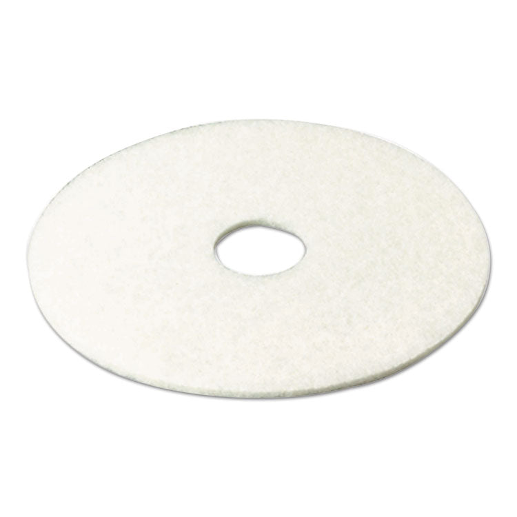 Low-Speed Super Polishing Floor Pads 4100, 24" Diameter, White, 5/carton