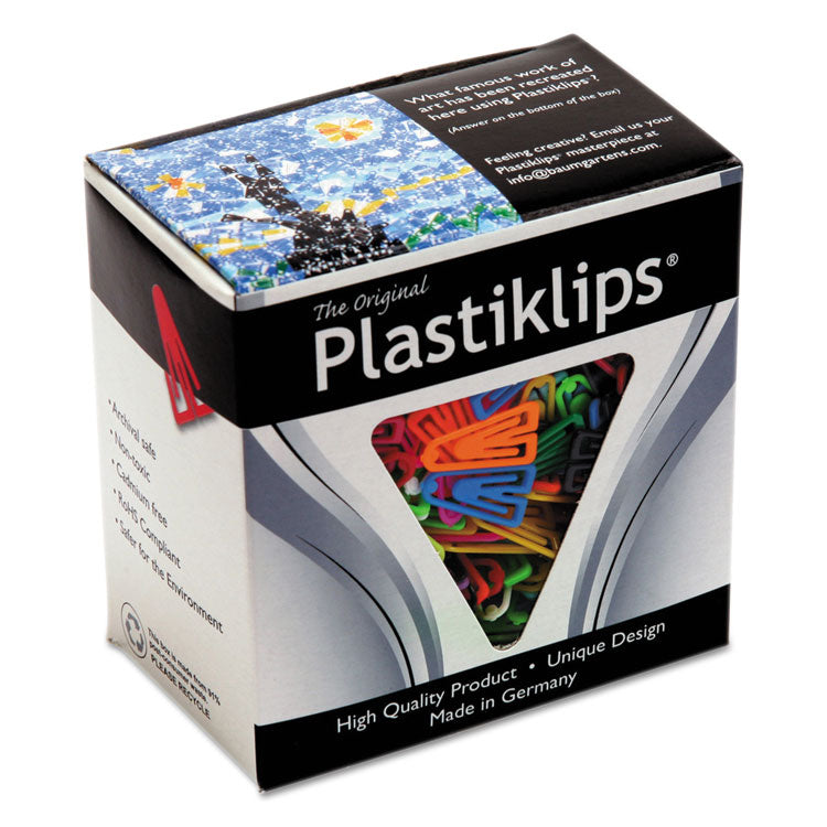 Plastiklips Paper Clips, Small, Smooth, Assorted Colors, 1,000/Box