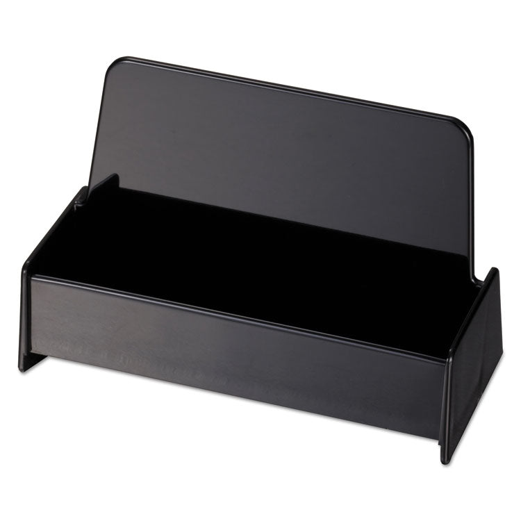 Business Card Holder, Holds 50 2 X 3.5 Cards, 3.75 X 1.81 X 1.38, Plastic, Black