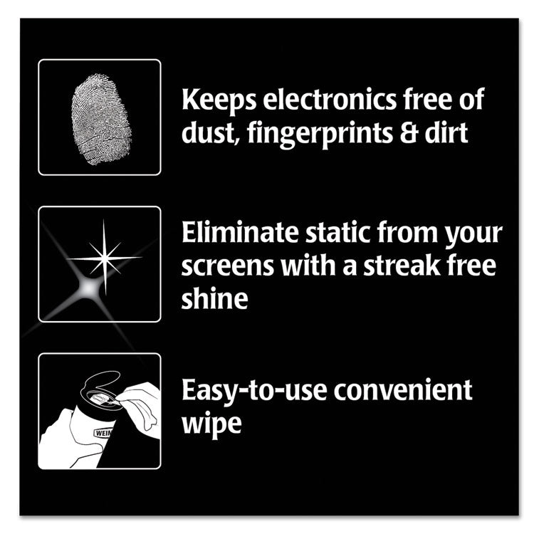 E-tronic Wipes, 1-Ply, 7 x 8, White, 30/Canister