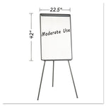 Basic Tripod Melamine Presentation Easel, 22.5" x 42", White Surface, Black Plastic/Steel Frame