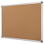 Value Cork Bulletin Board with Aluminum Frame, 24" x 36", Tan Surface, Satin Aluminum Frame