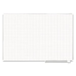 Gridded Magnetic Porcelain Dry Erase Project Planning Board, 1" x 2" Cells, 72" x 48", White Surface, Satin Aluminum Frame