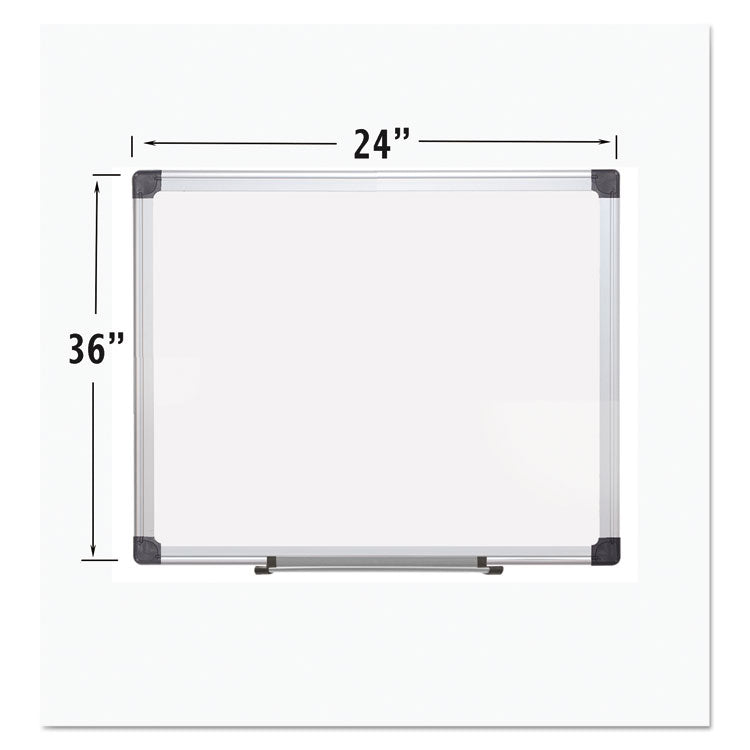 Porcelain Value Dry Erase Board, 24" x 36", White Surface, Satin Aluminum Frame