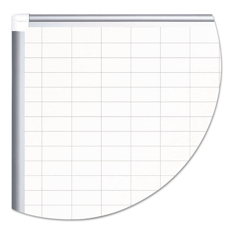 Gridded Magnetic Porcelain Dry Erase Project Planning Board, 1" x 2" Cells, 72" x 48", White Surface, Satin Aluminum Frame