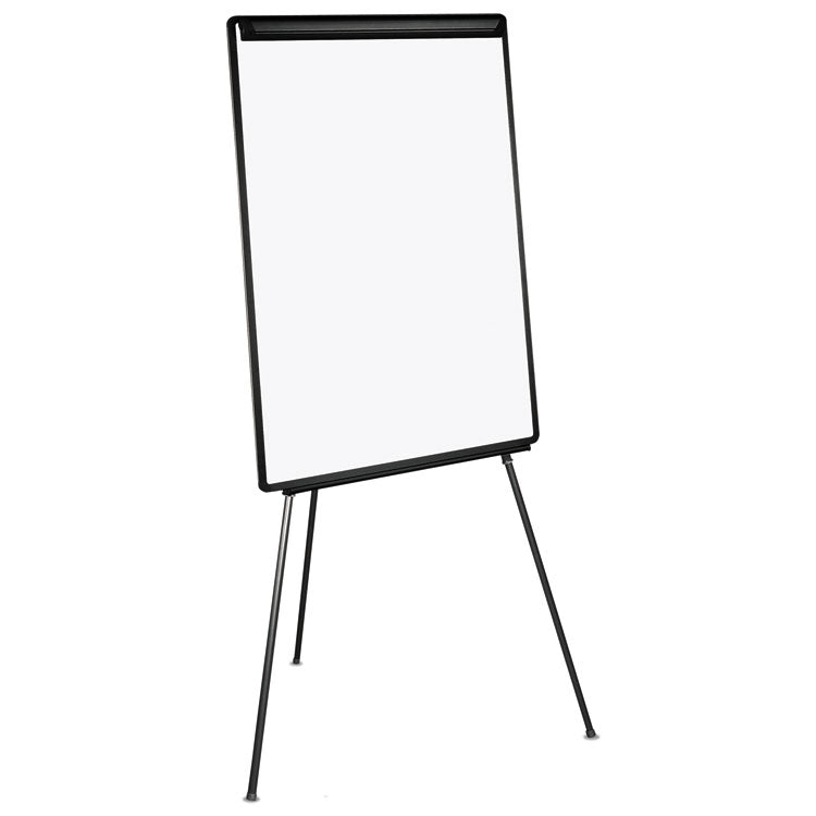 Basic Tripod Melamine Presentation Easel, 22.5" x 42", White Surface, Black Plastic/Steel Frame