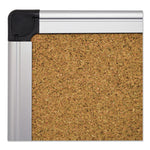 Value Cork Bulletin Board with Aluminum Frame, 24" x 36", Tan Surface, Satin Aluminum Frame