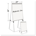 Silver Easy Clean Dry Erase Quad-Pod Presentation Easel, 28" x 39.5", White Surface, Black/Satin Aluminum Frame
