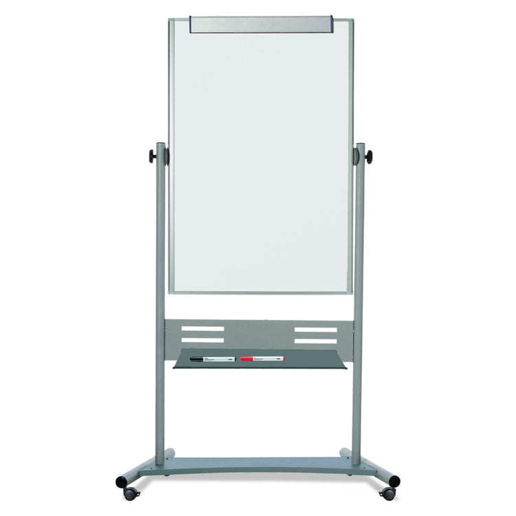 Revolver Easel, Vertical Orientation, 35.4" x 47.2", White Surface, Satin Aluminum Frame