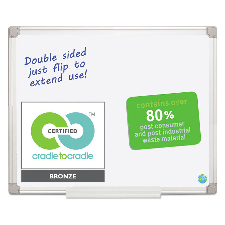 Earth Silver Easy Clean Dry Erase Boards, 36" x 24", White Surface, Satin Aluminum Frame