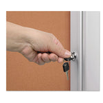 Slim-Line Enclosed Cork Bulletin Board with One Door, 28" x 38", Tan Surface, Satin Aluminum Frame