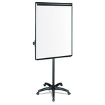 Silver Easy Clean Dry Erase Mobile Presentation Easel, 27.5" x 39", White Surface, Black Aluminum/Steel Frame