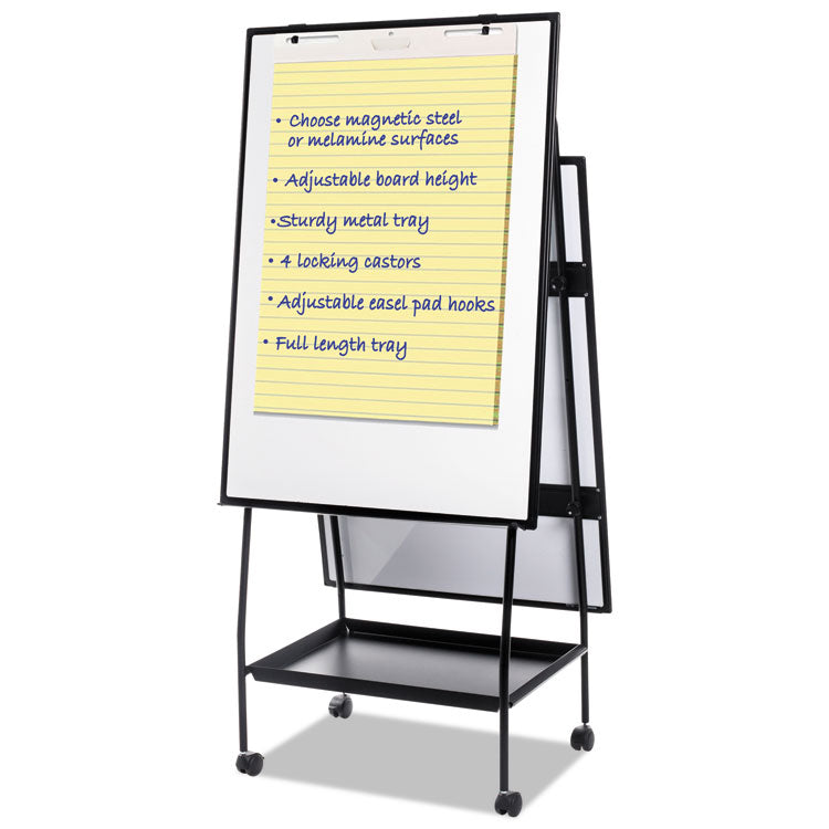 Creation Station Magnetic Dry Erase Board, 29.5" x 74.88", White Surface, Black Metal Frame