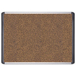 Tech Cork Board, 36" x 24", Tan Surface, Silver/Black Aluminum Frame