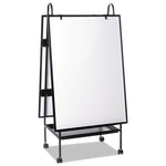 Creation Station Dry Erase Board, 29.5" x 74.88", White Surface, Black Metal Frame