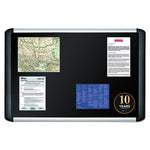 Soft-touch Bulletin Board, 48" x 36", Black Surface, Black/Satin Aluminum Frame