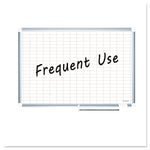 Gridded Magnetic Steel Dry Erase Project Planning Board, 1" x 2" Cells, 36" x 24", White Surface, Satin Aluminum Frame