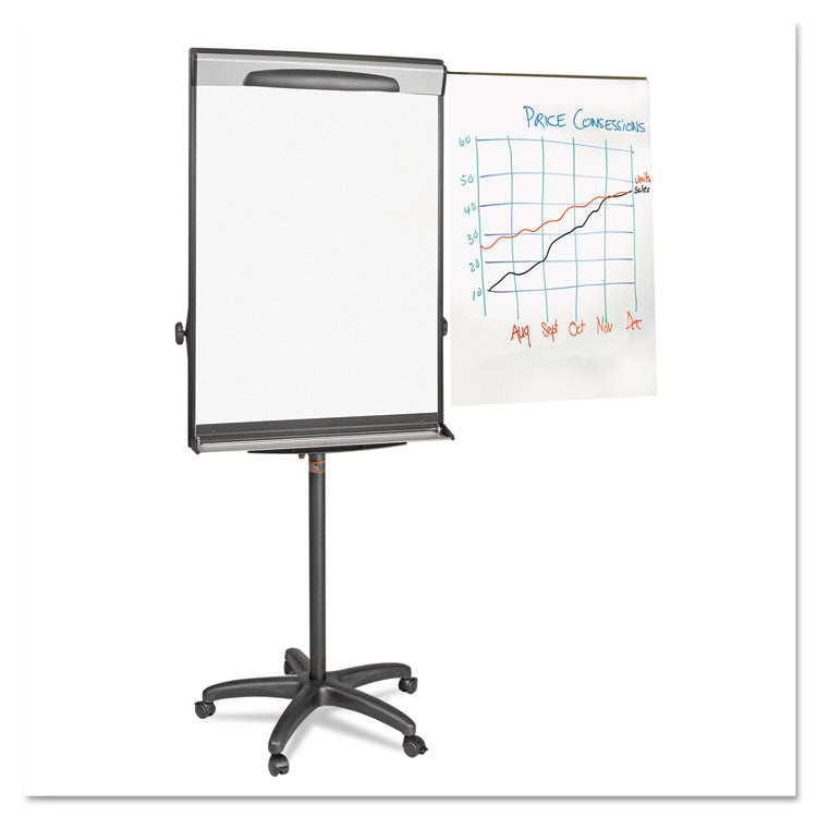 Tripod Extension Bar Magnetic Gold Ultra Dry Erase Easel, 30" x 36", White Surface, Black/Satin Aluminum Frame