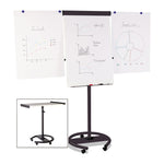 360 Multi-Use Mobile Magnetic Dry Erase Easel, 27" x 41", White Surface, Black Steel Frame